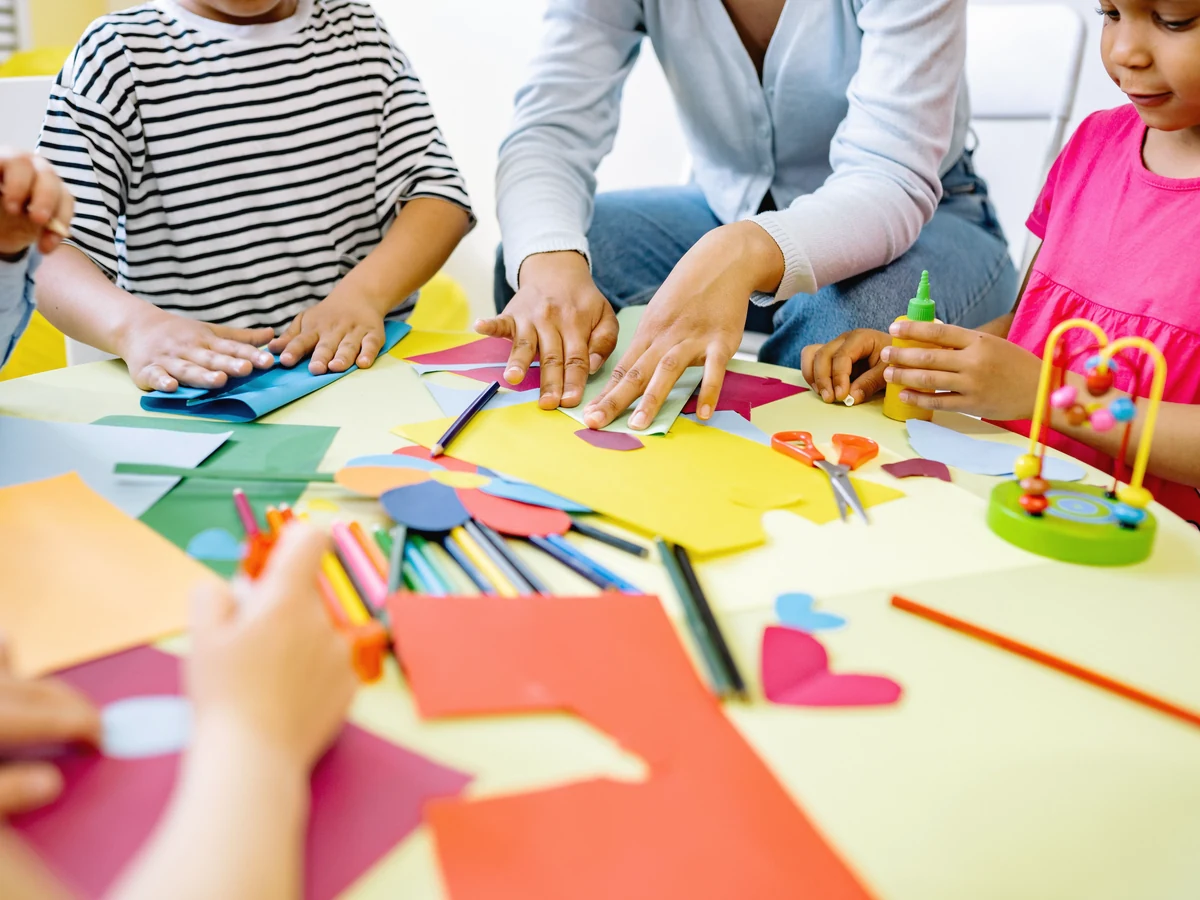 Children creating art together
