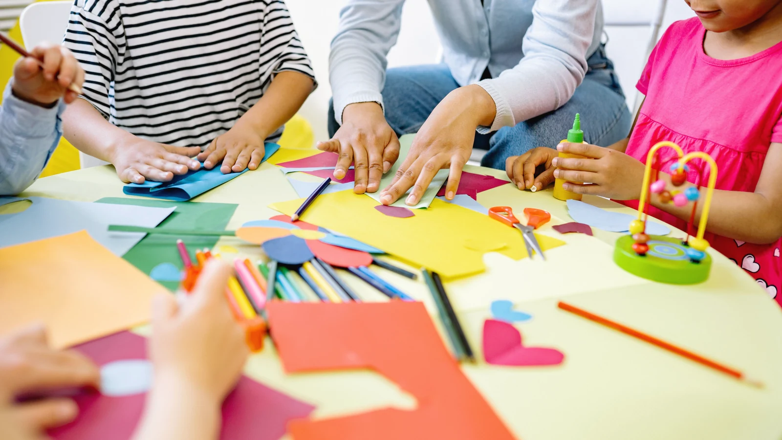 Children using creative activities during learning